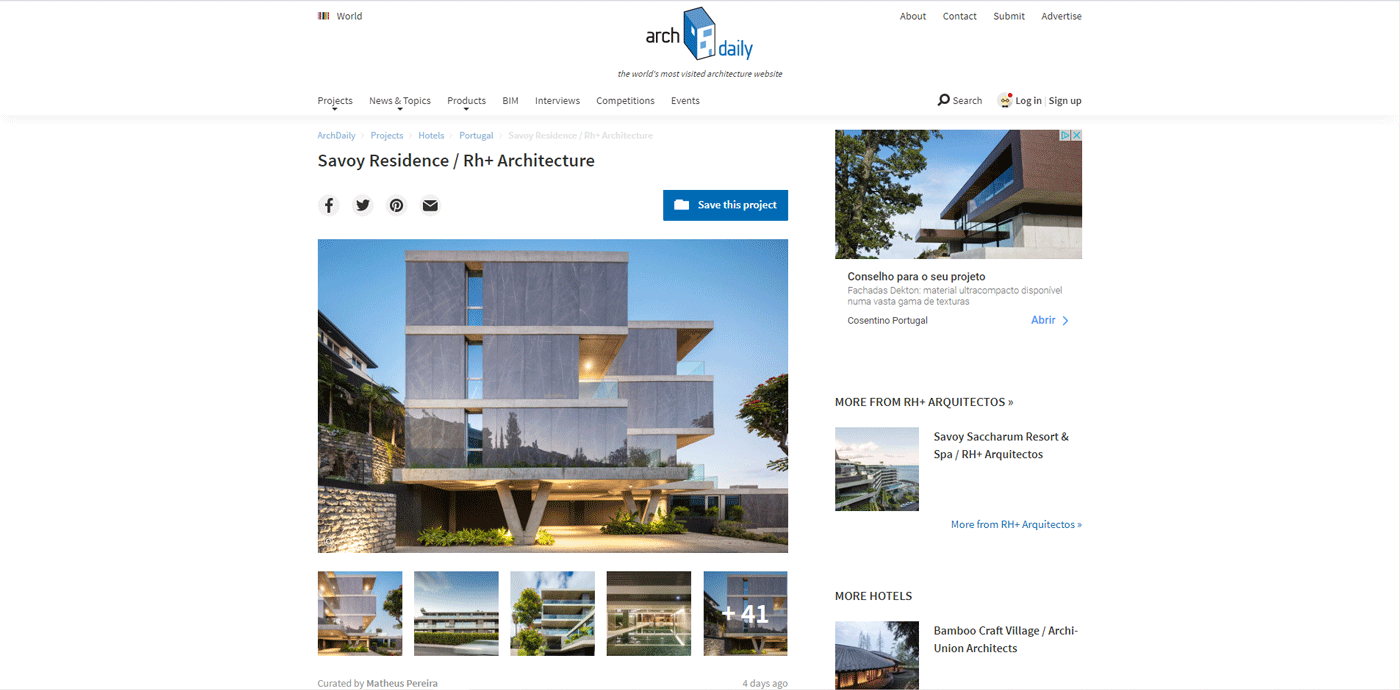 'Savoy Residence / RH+ Arquitectos', 'Archdaily' website